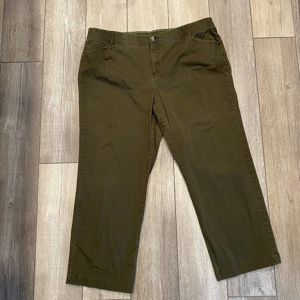 Women's Olive green CJ Banks Comfort Waist pants 22W